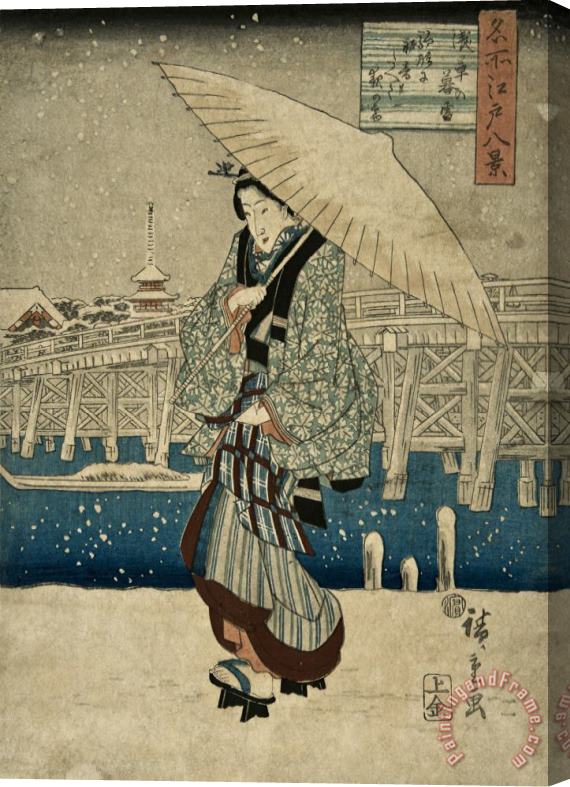 Ando Hiroshige Eight Views of Edo, Evening Snow at Asakusa, Date Unknown Stretched Canvas Painting / Canvas Art