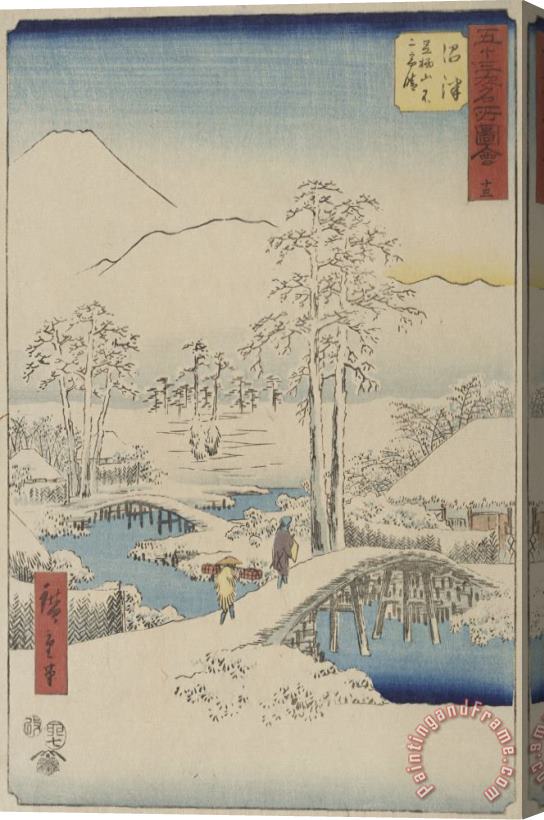 Ando Hiroshige Mt. Fuji And Mt. Ashigara From Numazu From The Series Vertical Tokaido Stretched Canvas Print / Canvas Art