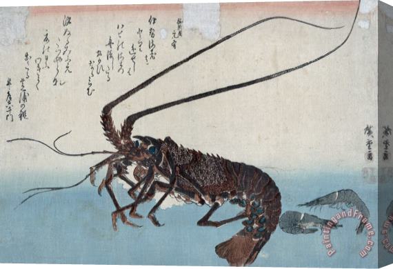 Ando Hiroshige Shrimp And Lobster Stretched Canvas Painting / Canvas Art