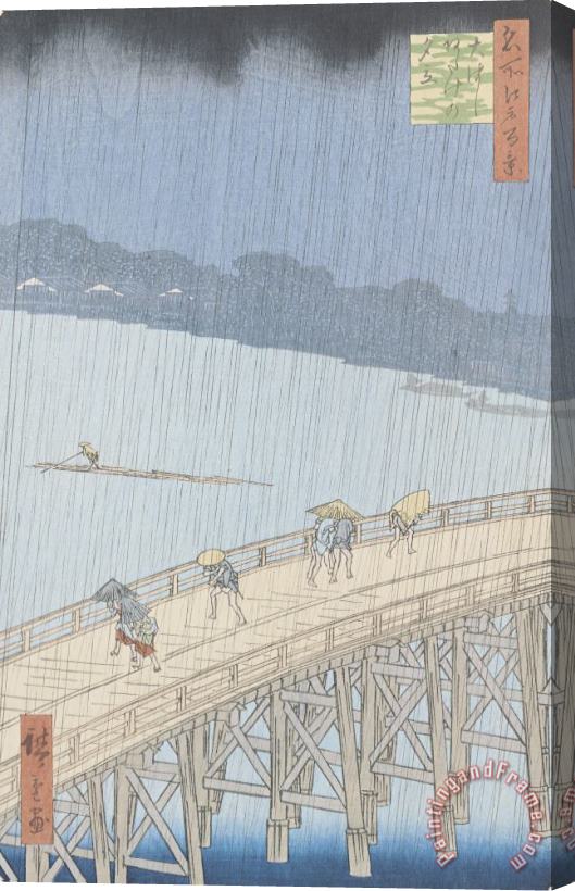 Ando Hiroshige Sudden Shower On Ohashi Bridge At Ataka Stretched Canvas Painting / Canvas Art