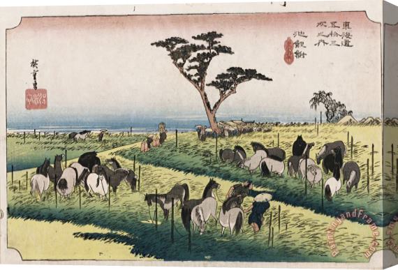 Ando Hiroshige The Horse Market in The Fourth Month at Chiryu Stretched Canvas Painting / Canvas Art