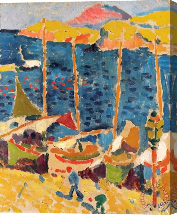 Andre Derain Bateaux Au Port De Collioure Stretched Canvas Painting / Canvas Art