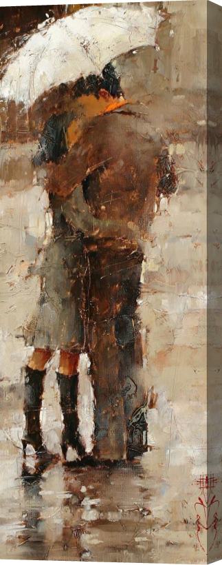 Andre Kohn Kiss in The Rain Stretched Canvas Painting / Canvas Art