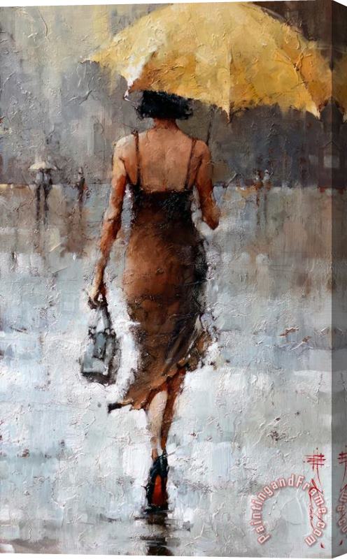 Andre Kohn Le Parapluie Jaune Series #5 Stretched Canvas Painting / Canvas Art