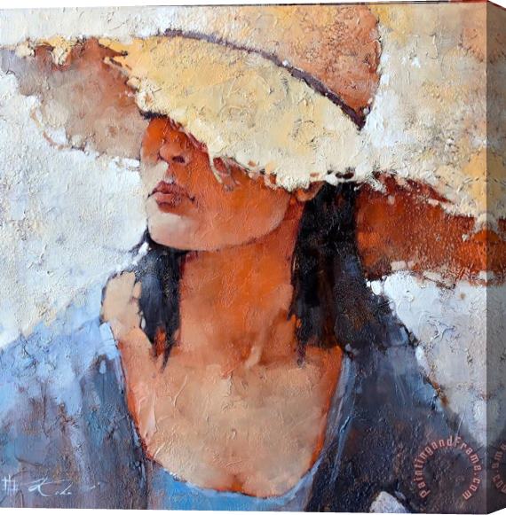 Andre Kohn The Girl with a Straw Hat Stretched Canvas Print / Canvas Art