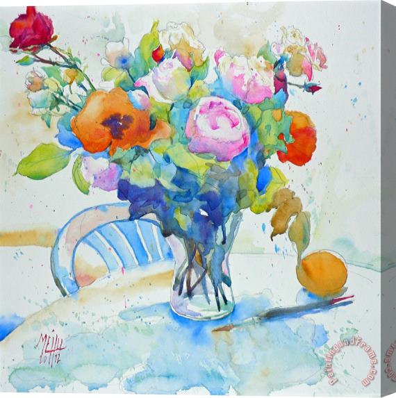 Andre Mehu Bouquet and orange Stretched Canvas Print / Canvas Art