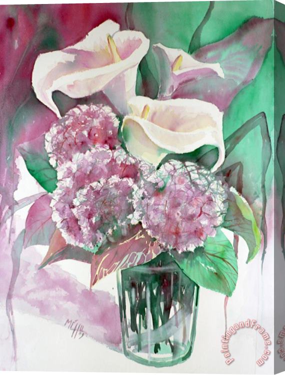 Andre Mehu Calla lilies and Hydrangeas Stretched Canvas Painting / Canvas Art