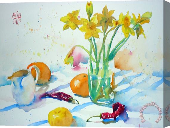 Andre Mehu Daffodils study Stretched Canvas Painting / Canvas Art