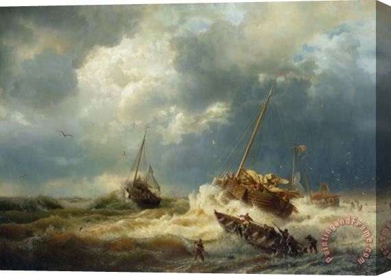 Andreas Achenbach Ships In A Storm On The Dutch Coast Stretched Canvas Print / Canvas Art