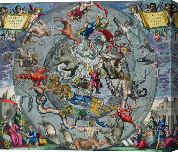 Andreas Cellarius Map of the Constellations of the Northern Hemisphere Stretched Canvas Print / Canvas Art