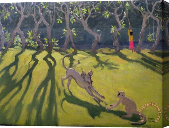 Andrew Macara Dog and Monkey Stretched Canvas Painting / Canvas Art
