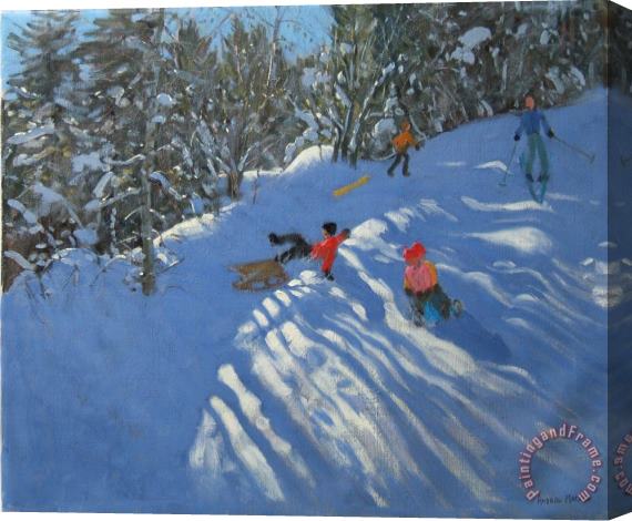Andrew Macara Falling off the Sledge Stretched Canvas Print / Canvas Art