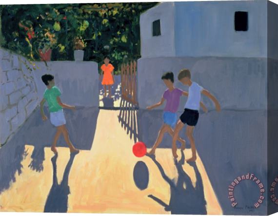 Andrew Macara Footballers Stretched Canvas Print / Canvas Art