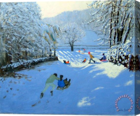 Andrew Macara Pushing the Sledge Stretched Canvas Painting / Canvas Art