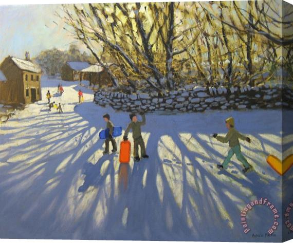 Andrew Macara Red sledge Stretched Canvas Painting / Canvas Art