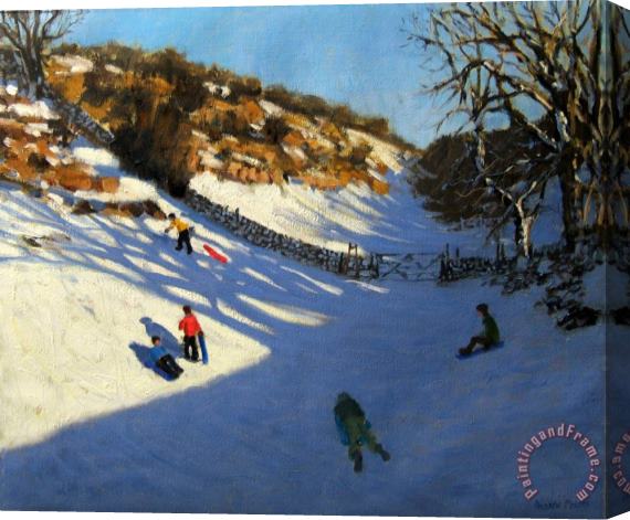 Andrew Macara Snow in the valley Stretched Canvas Print / Canvas Art