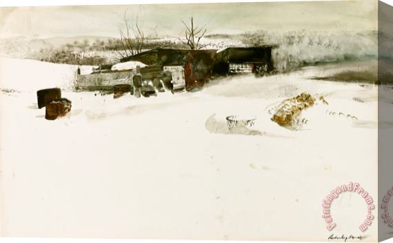 andrew wyeth Adam's Sheds 1955 Stretched Canvas Painting / Canvas Art