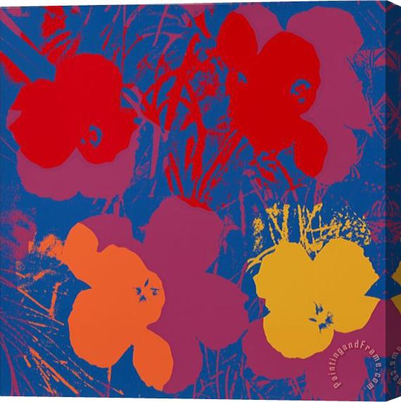 Andy Warhol Blumen 66 Gelb Orange Rot Stretched Canvas Painting / Canvas Art