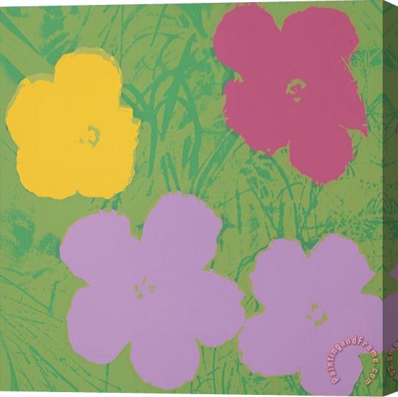 Andy Warhol Blumen 68 Rosa Gelb Pink Stretched Canvas Painting / Canvas Art