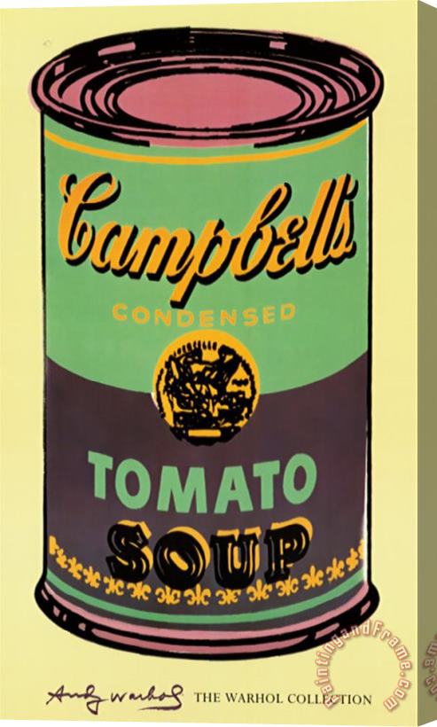 Andy Warhol Campbell S Soup Can 1965 Green And Purple Stretched Canvas Print / Canvas Art