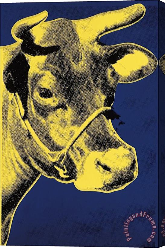 Andy Warhol Cow C 1971 Blue And Yellow Stretched Canvas Painting / Canvas Art