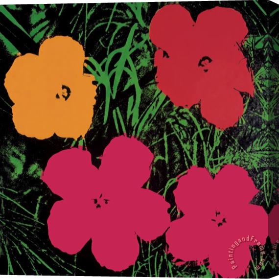 Andy Warhol Flowers 1964 Red Pink And Yellow Stretched Canvas Print / Canvas Art