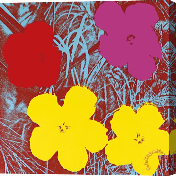 Andy Warhol Flowers C 1970 Red Pink Yellow Stretched Canvas Painting / Canvas Art
