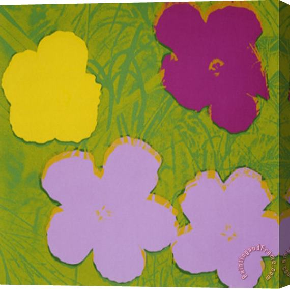 Andy Warhol Flowers C 1970 Yellow Lilac Purple Stretched Canvas Painting / Canvas Art
