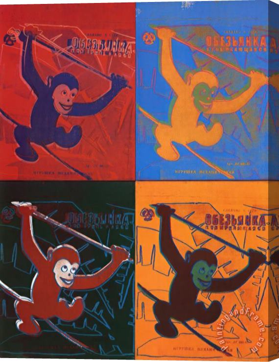 Andy Warhol Four Monkeys Lg Stretched Canvas Painting / Canvas Art