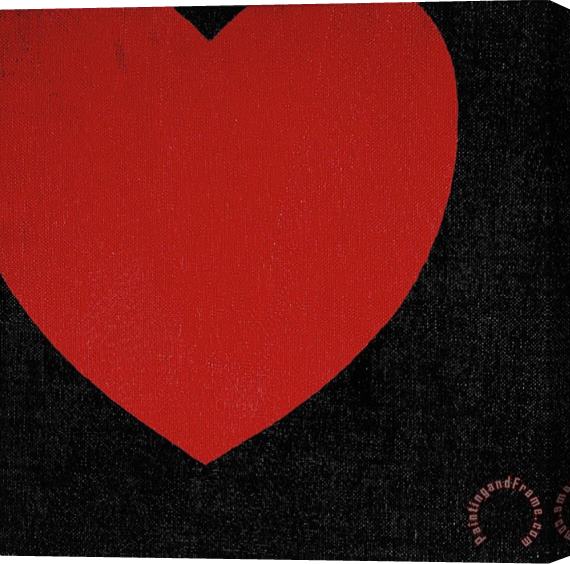 Andy Warhol Heart C 1979 Red on Black Stretched Canvas Painting / Canvas Art
