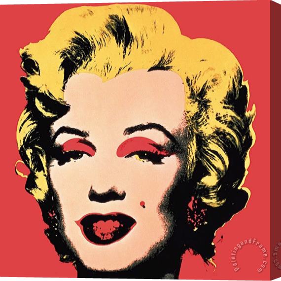 Andy Warhol Marilyn 1967 on Red Stretched Canvas Painting / Canvas Art