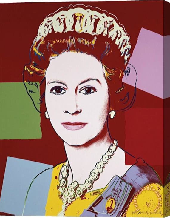 Andy Warhol Reigning Queens Queen Elizabeth II of The United Kingdom C 1985 Dark Outline Stretched Canvas Print / Canvas Art