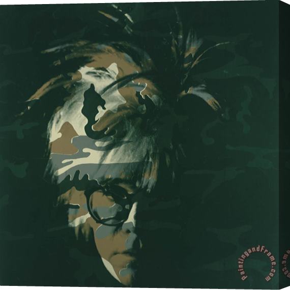 Andy Warhol Self Portrait 1986 Brown Camo Stretched Canvas Print / Canvas Art