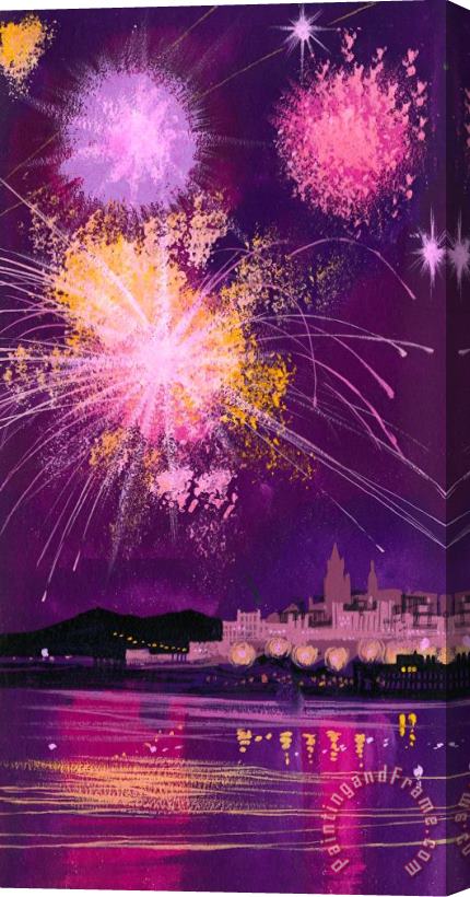 Angss McBride Fireworks in Malta Stretched Canvas Painting / Canvas Art
