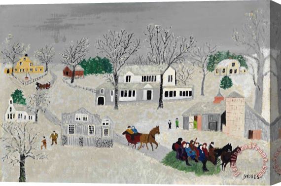 Anna Mary Robertson (grandma) Moses A Gay Time, March 27, 1953 Stretched Canvas Painting / Canvas Art