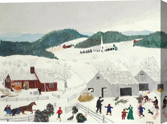 Anna Mary Robertson (grandma) Moses Catching The Thanksgiving Turkey Stretched Canvas Print / Canvas Art
