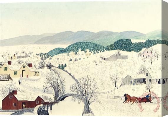 Anna Mary Robertson (grandma) Moses To Grandma's House We Go on Thanksgiving Day, 1942 Stretched Canvas Painting / Canvas Art