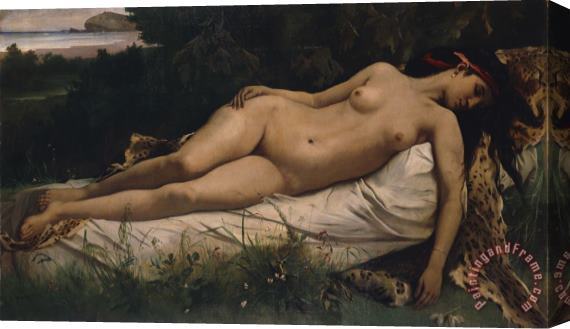 Anselm Feuerbach Recumbent Nymph Stretched Canvas Painting / Canvas Art