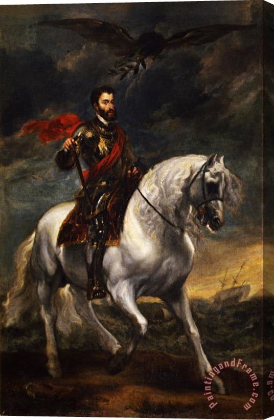 Anthonie Van Dyck Ritratto Equestre Dell'imperatore Carlo V Stretched Canvas Painting / Canvas Art