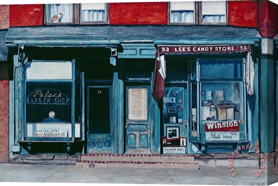Anthony Butera Palace Barber Shop And Lees Candy Store Stretched Canvas Print / Canvas Art