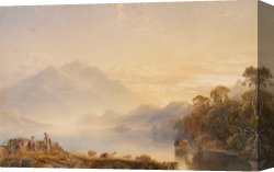 Copley Canvas Prints - Ben Venue And The Trossachs Seen From Loch Achray by Anthony Vandyke Copley Fielding