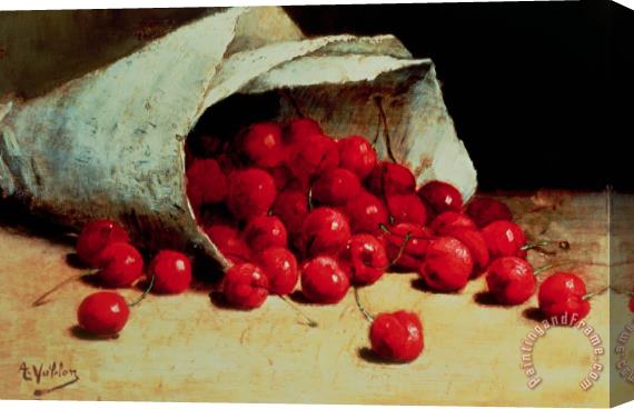 Antoine Vollon A Spilled Bag Of Cherries Stretched Canvas Painting / Canvas Art