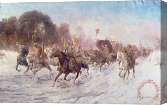 Anton Baumgartner Stoiloff Cossacks in a winter landscape Stretched Canvas Print / Canvas Art