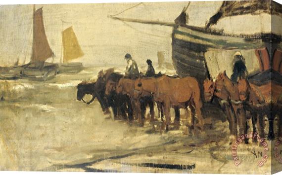 Anton Mauve Het in Zee Brengen Van Een Visserspink Stretched Canvas Painting / Canvas Art