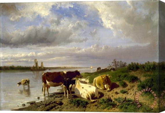 Anton Mauve Landscape with Cattle Stretched Canvas Painting / Canvas Art