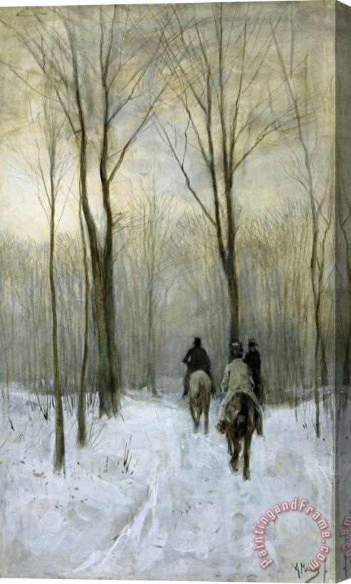 Anton Mauve Riders in The Snow in The Haagse Bos Stretched Canvas Painting / Canvas Art