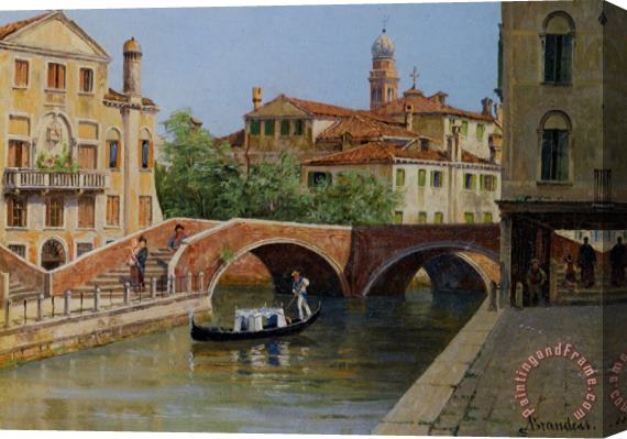 Antonietta Brandeis A Venetian Bridge Stretched Canvas Print / Canvas Art