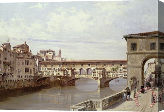 Antonietta Brandeis The Pontevecchio - Florence Stretched Canvas Painting / Canvas Art