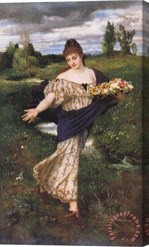 Arnold Bocklin Flora Scattering Flowers Stretched Canvas Painting / Canvas Art