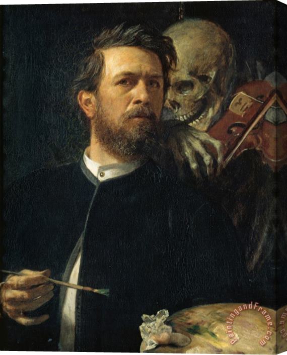 Arnold Bocklin Self Portrait with Death Stretched Canvas Painting / Canvas Art
